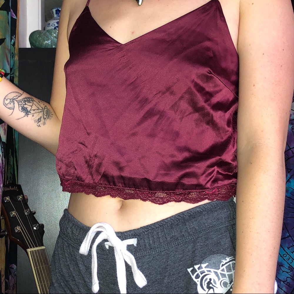Red satin night top